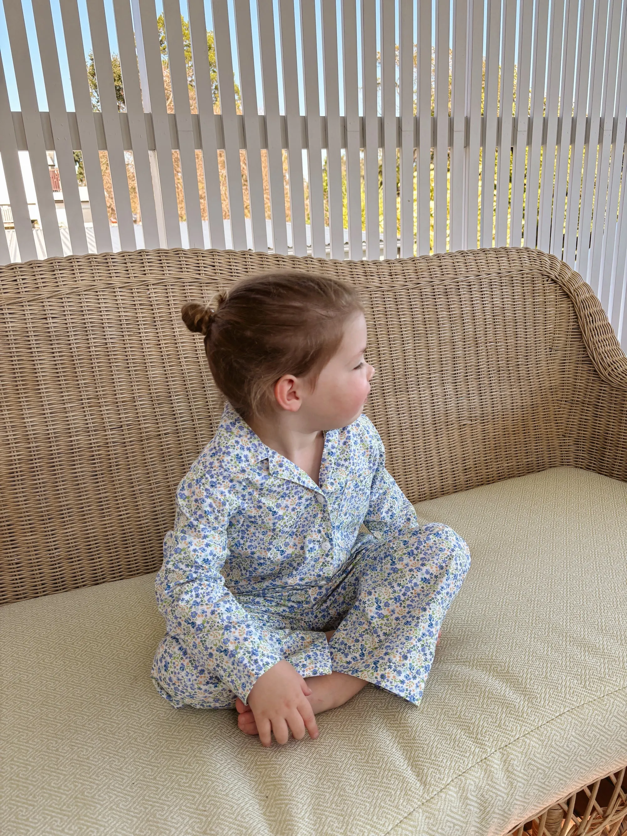 Children's Long Sleep Set - Cotton - Floret Blue