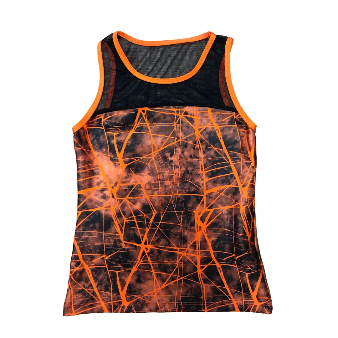 Ditto Dancewear Fractured Singlet and Shorts Set - Orange