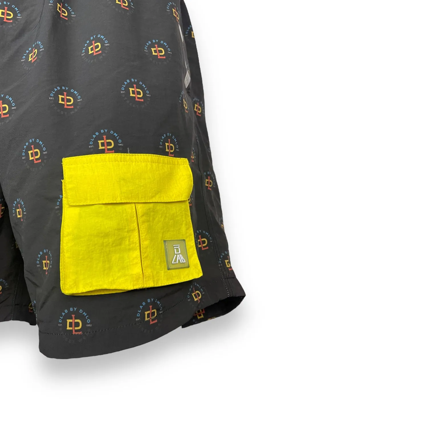 DLAB Hybrid Shorts Black Sublimated with Yellow Pocket