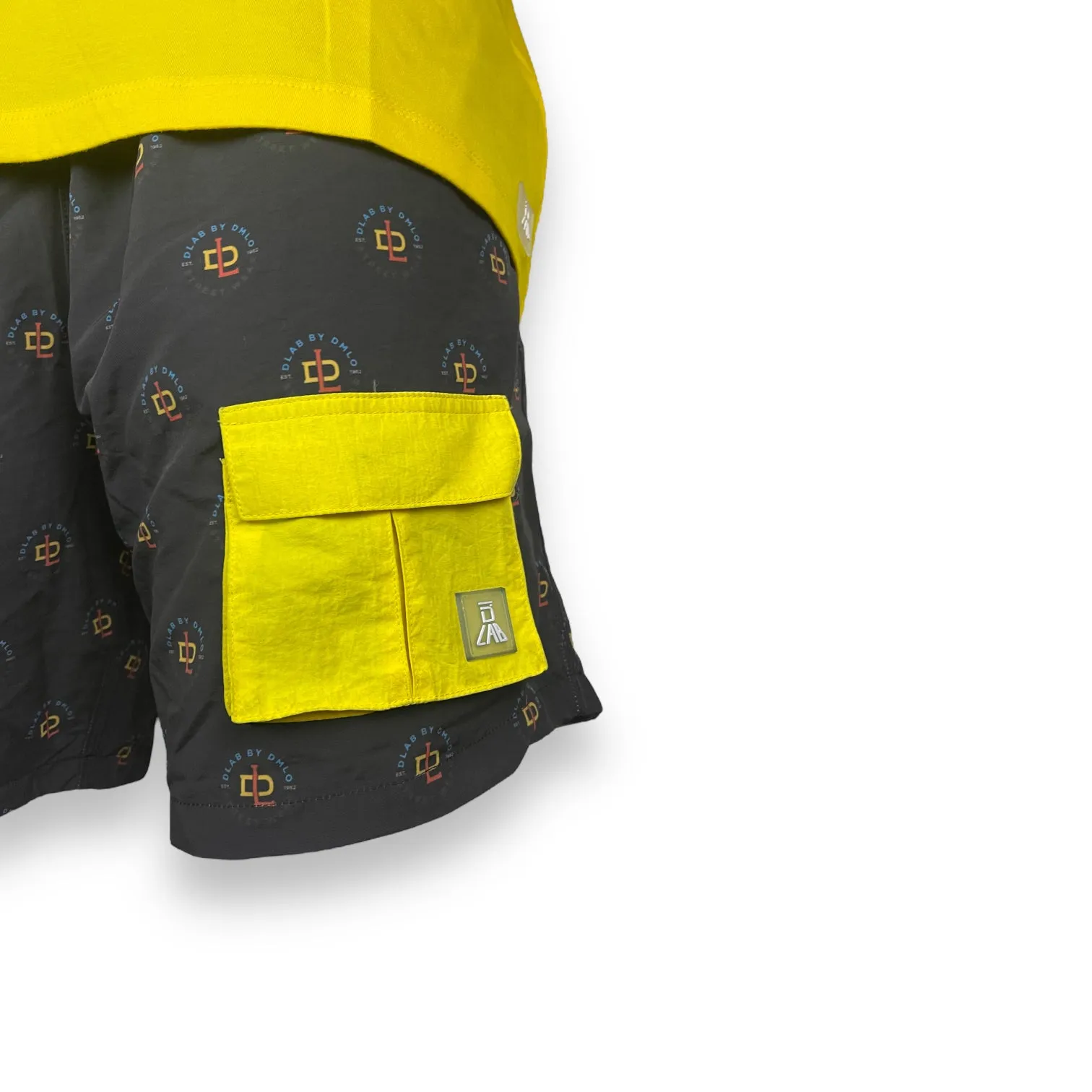 DLAB Hybrid Shorts Black Sublimated with Yellow Pocket