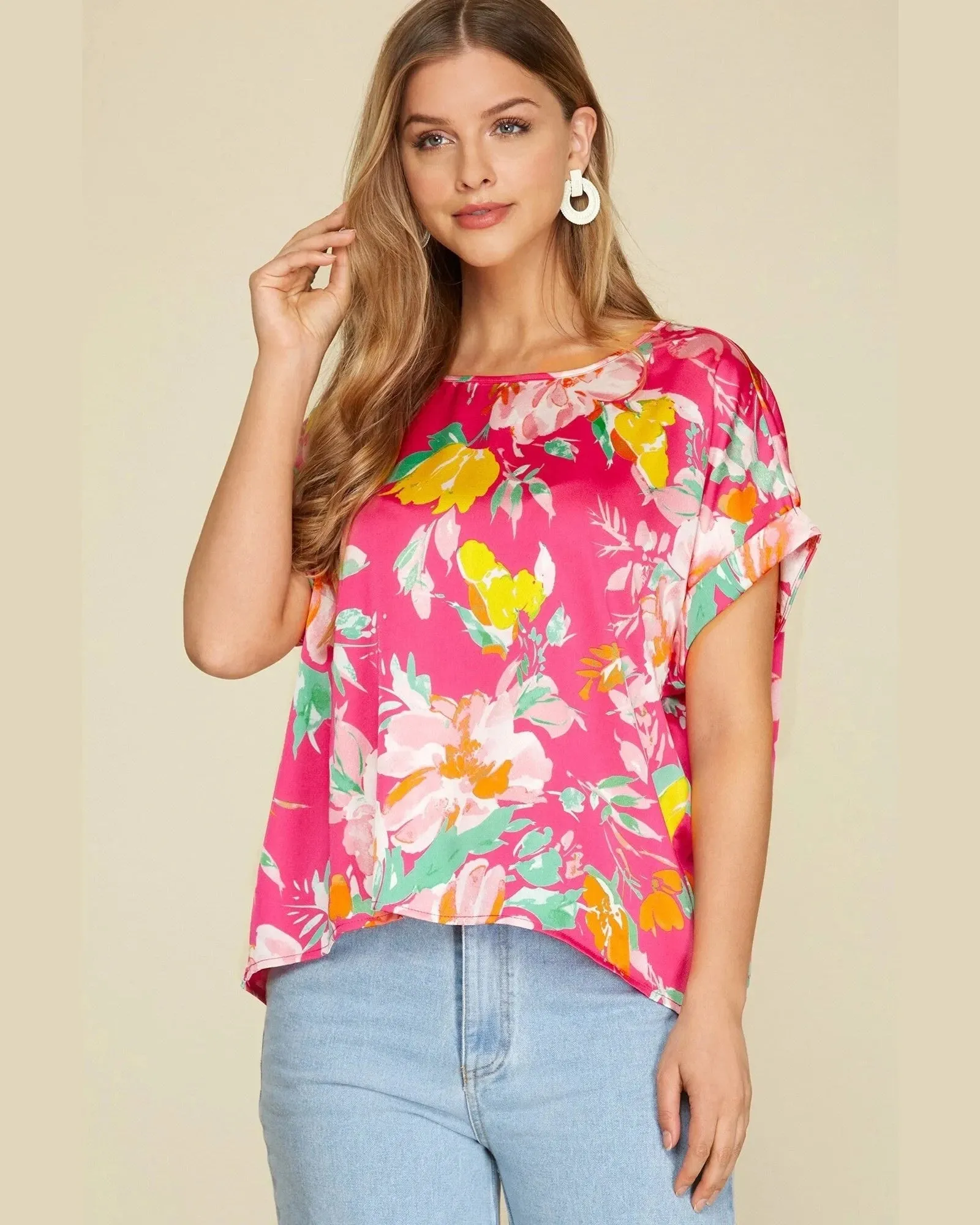 Drop Shoulder Boat Neck Top