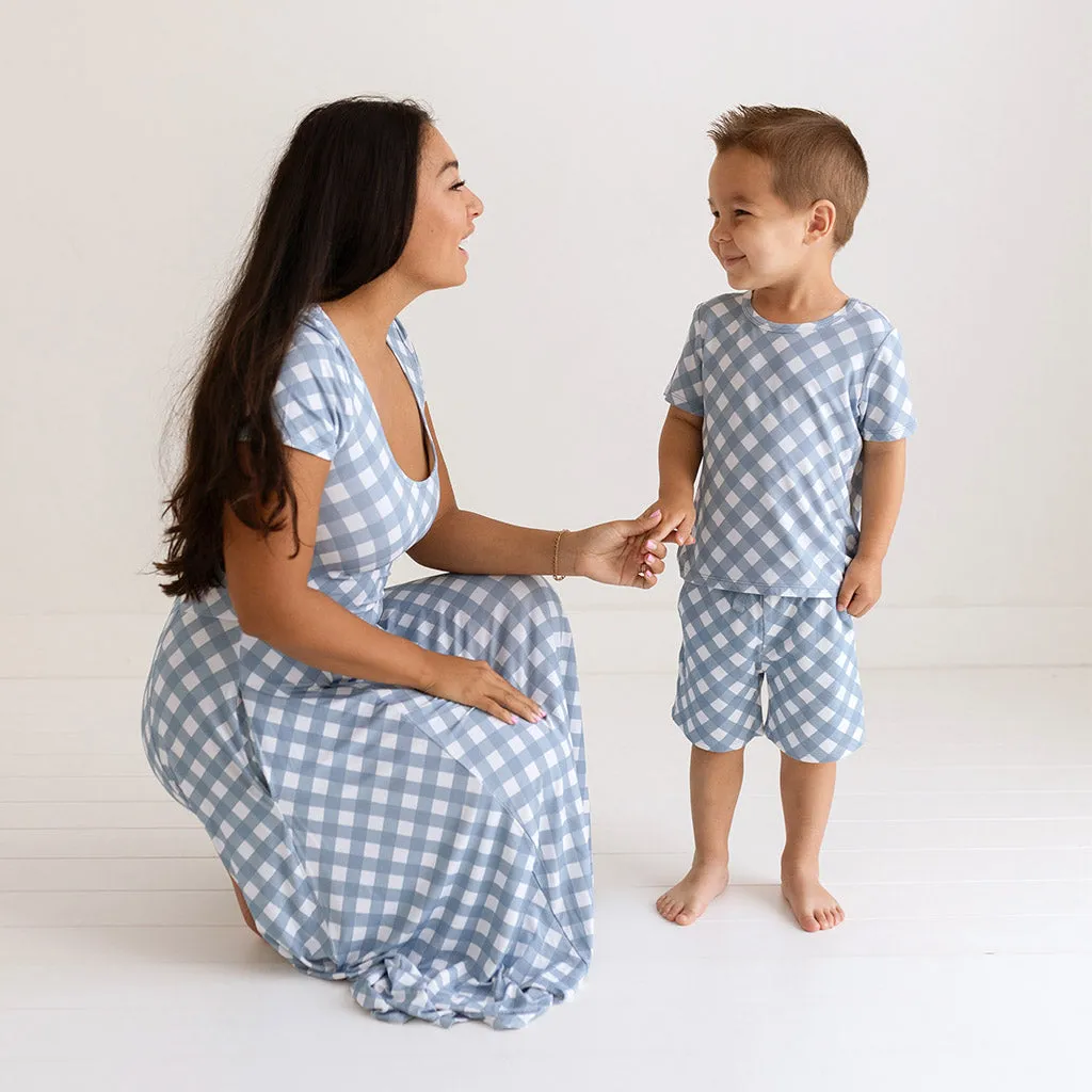 Dusty Blue Gingham Classic Tee