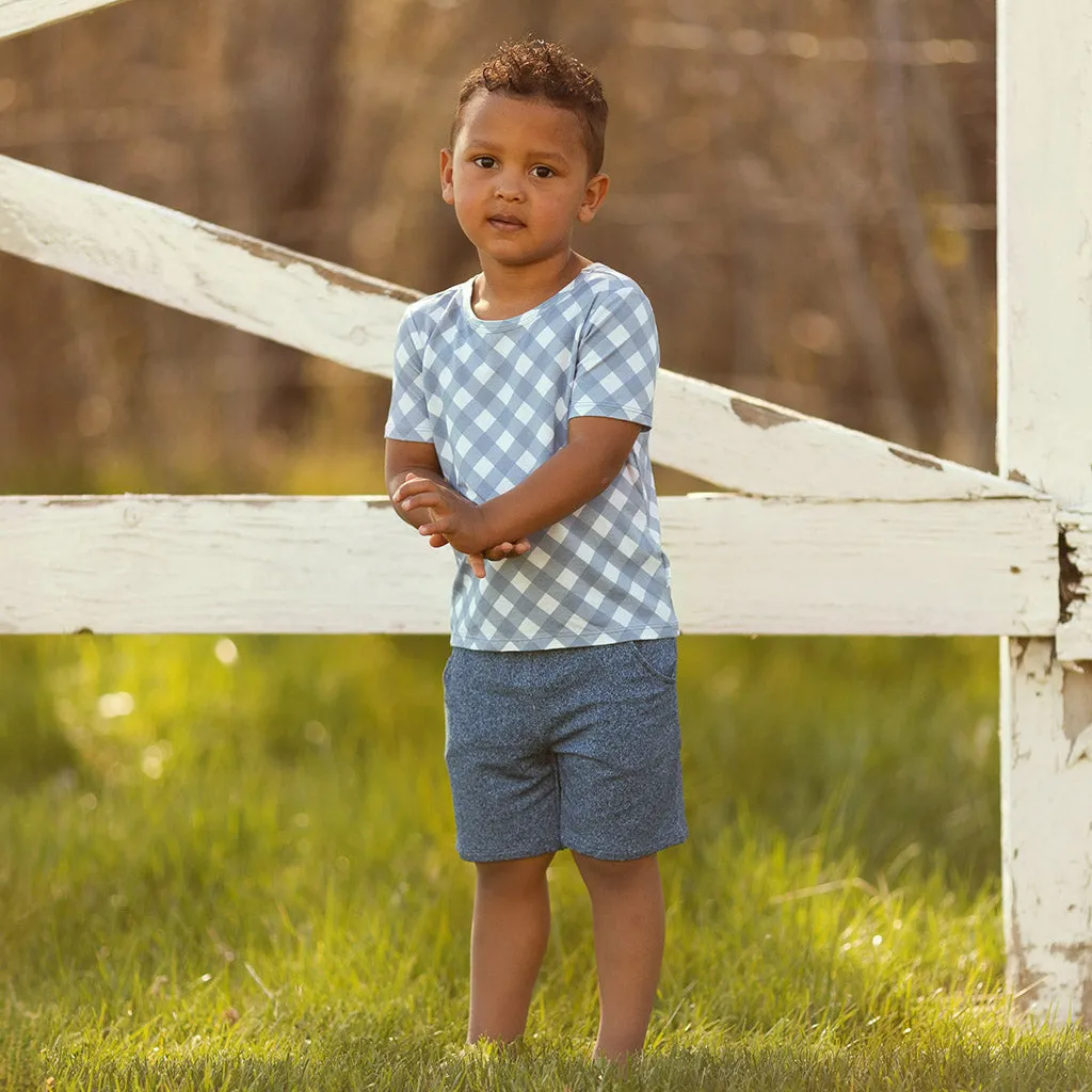 Dusty Blue Gingham Classic Tee