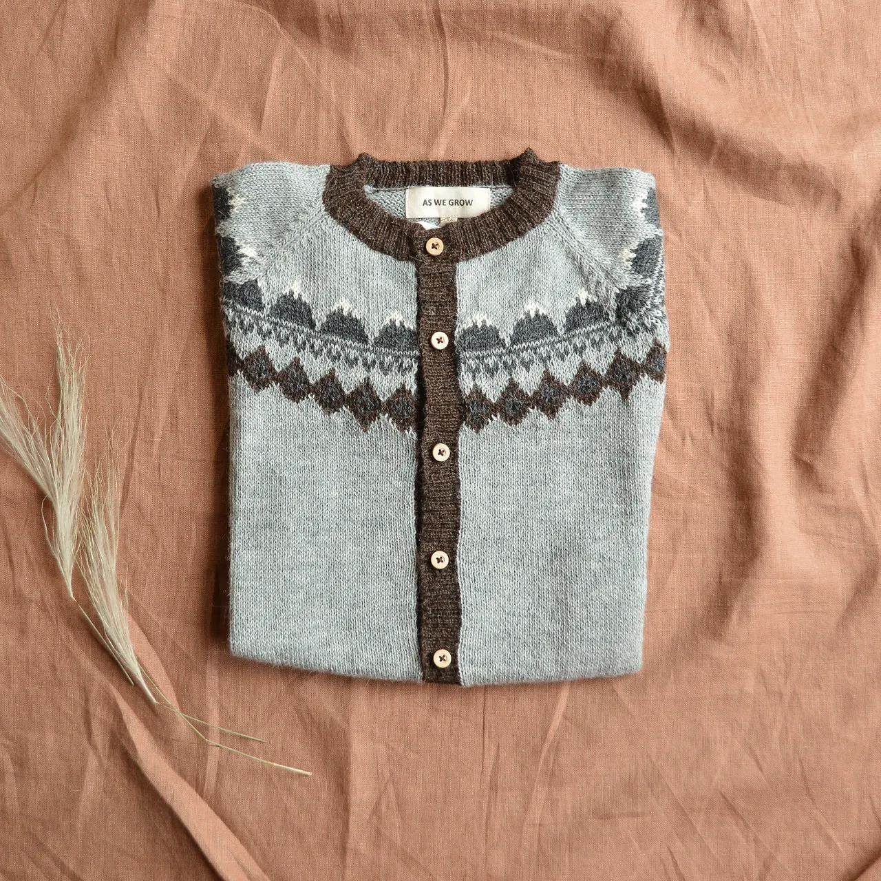 FairIsle Mountain Cardigan - 100% Baby Alpaca - Grey (18m-8y)