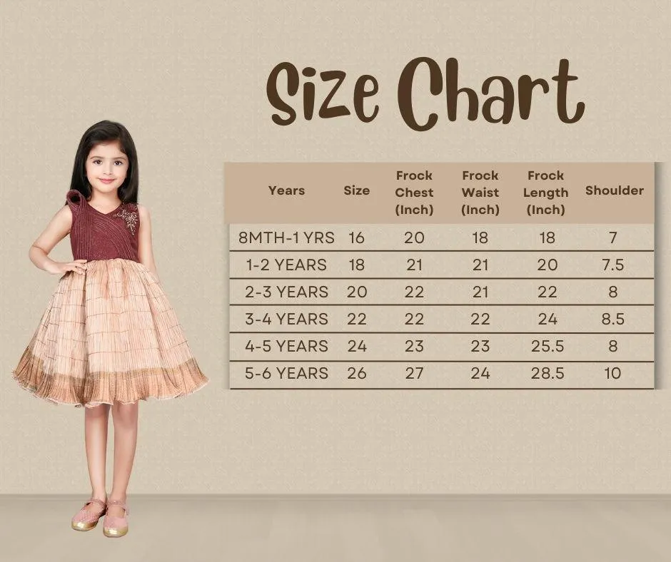 Fawn Coloured Wire Style Ethnic Frock For Girls