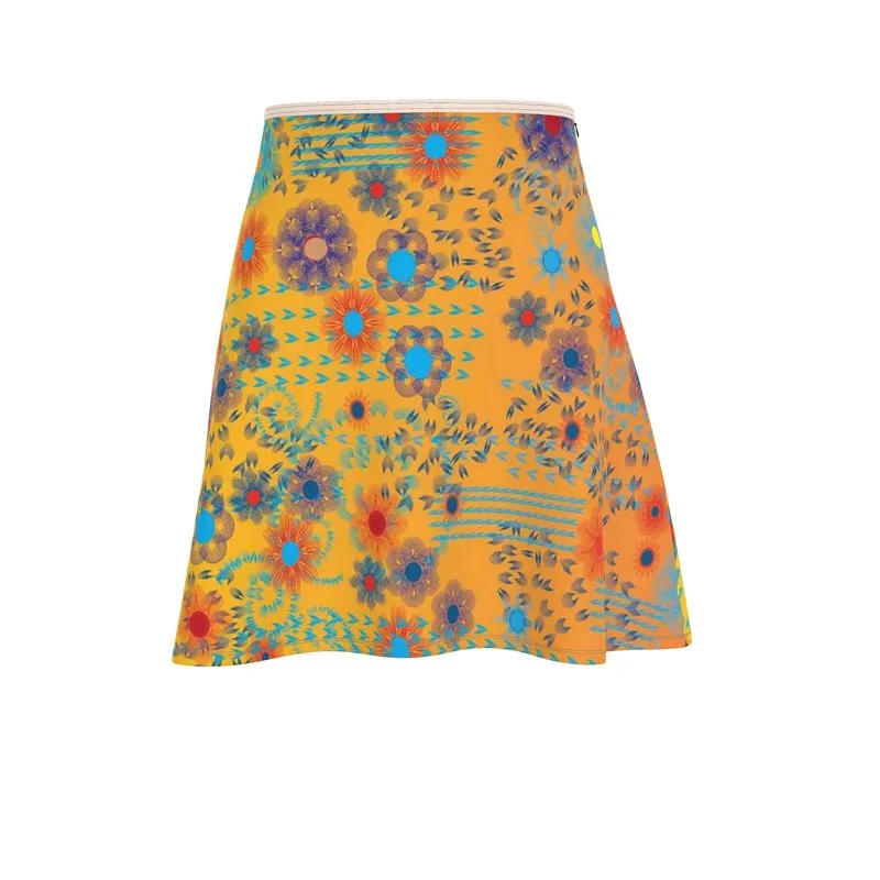 Flared Skirt - Gradient orange  flowering skirt