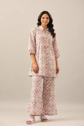 Floral Canopies on Offwhite Lounge Co-ord Set