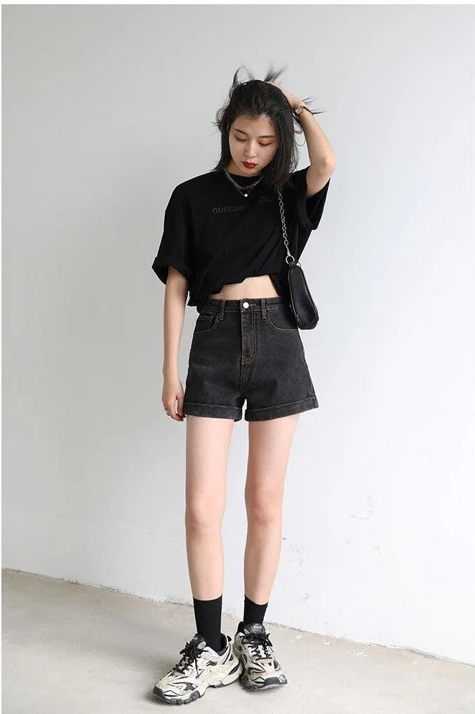 Grunge Black Jean Shorts