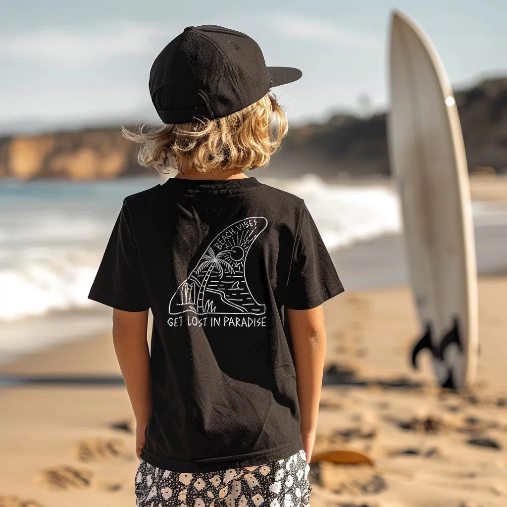 Kid's Black Get Lost in Paradise Surf T-shirt