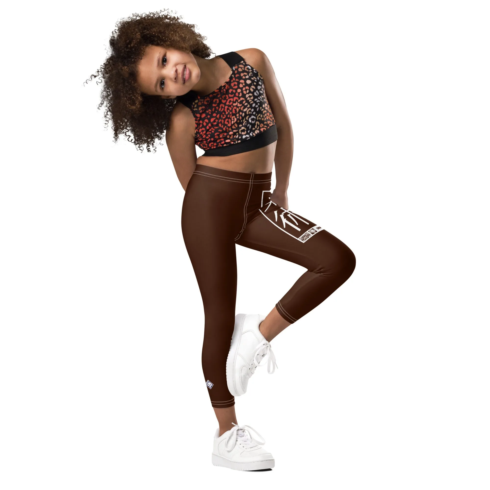 Kids' Girls Yoga Pants Workout Leggings Jiu-Jitsu 006 - Chocolate