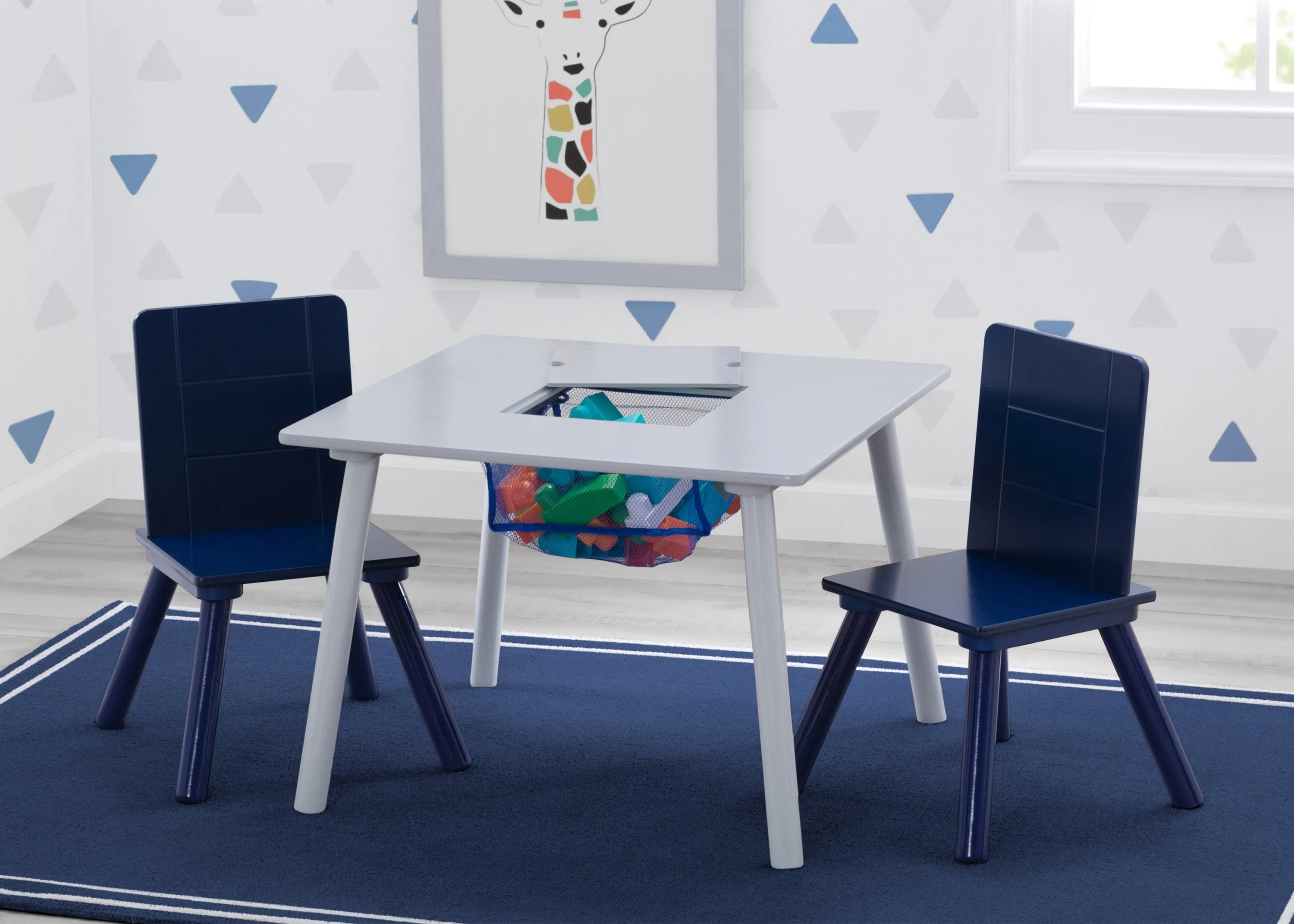 Kids Table and Chair Set with Storage (2 Chairs Included)