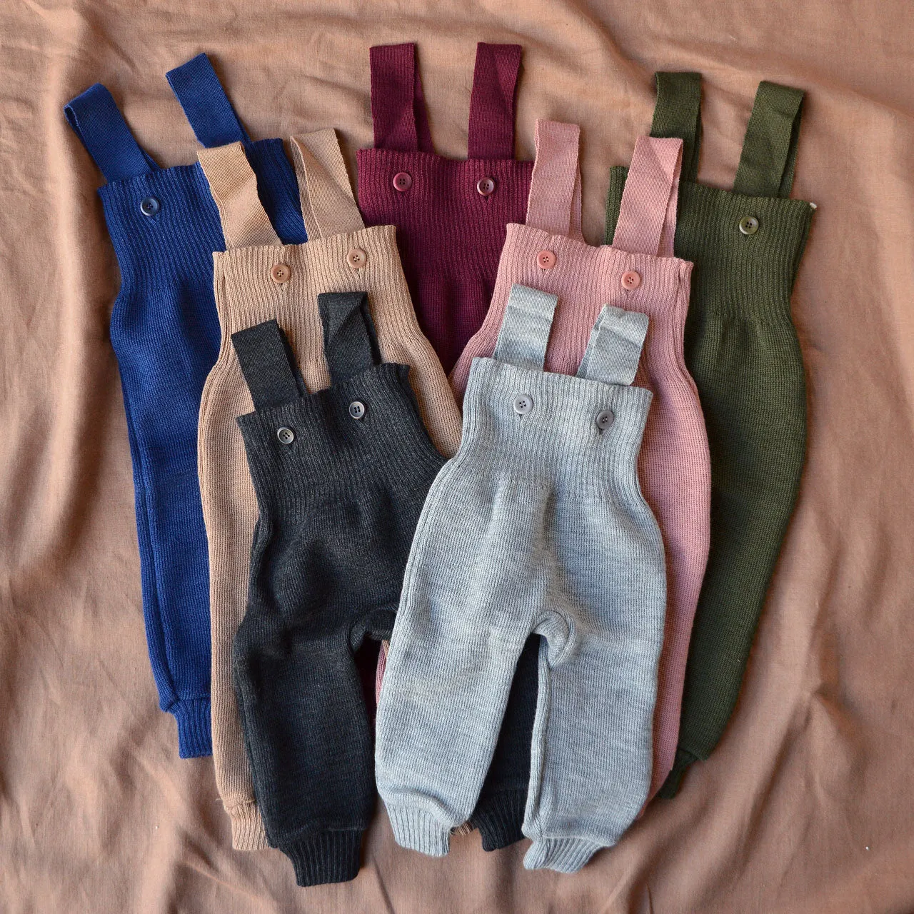 Knitted Dungarees in Organic Merino Wool (3m-3y)