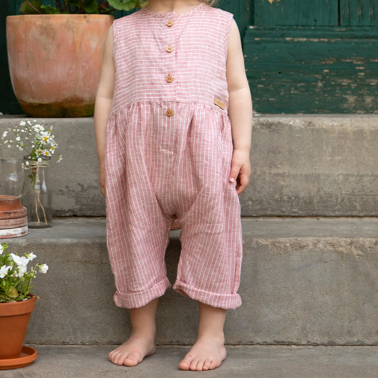 Linen Rompers - Stripes (3-6y) *Last ones