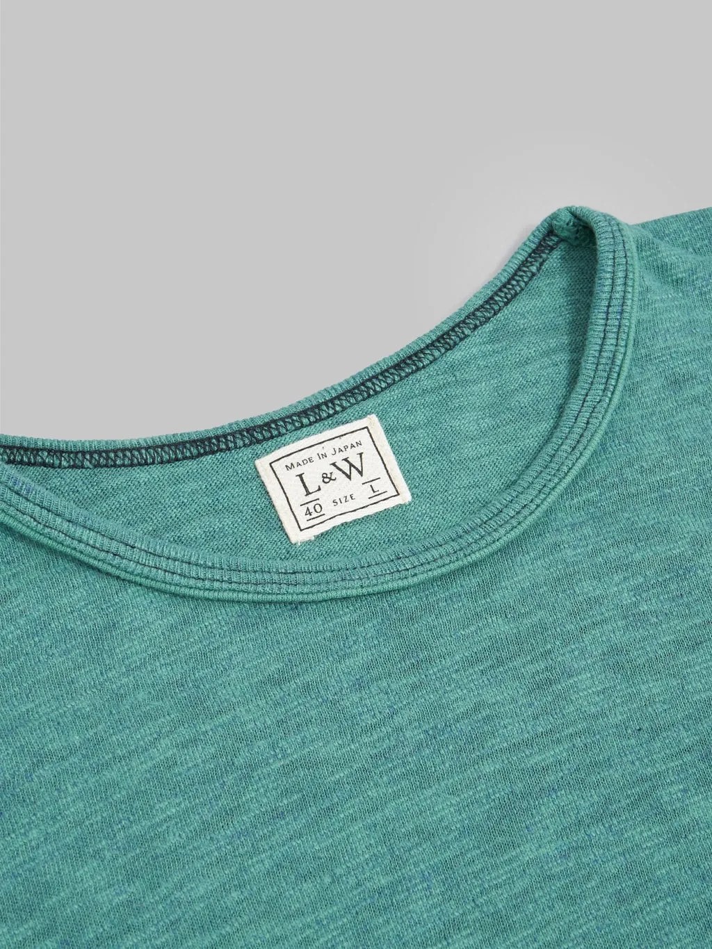 Loop & Weft Super Slub Tube Knit Edge Piping Crewneck T-Shirt Ocean Green