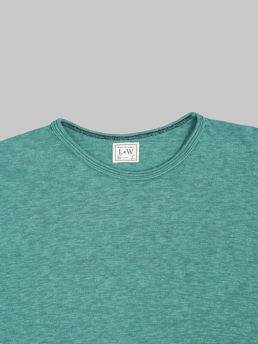 Loop & Weft Super Slub Tube Knit Edge Piping Crewneck T-Shirt Ocean Green