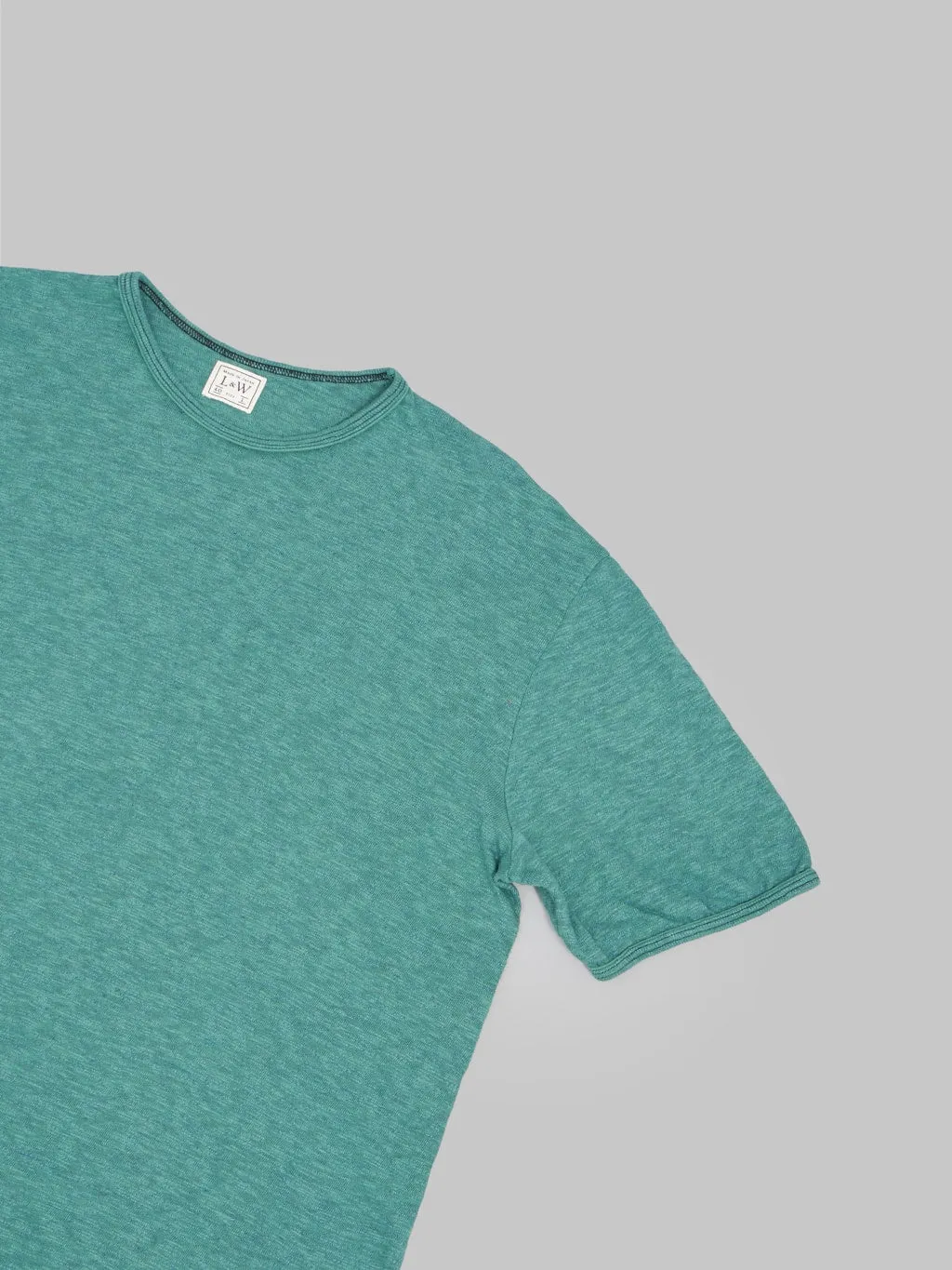 Loop & Weft Super Slub Tube Knit Edge Piping Crewneck T-Shirt Ocean Green