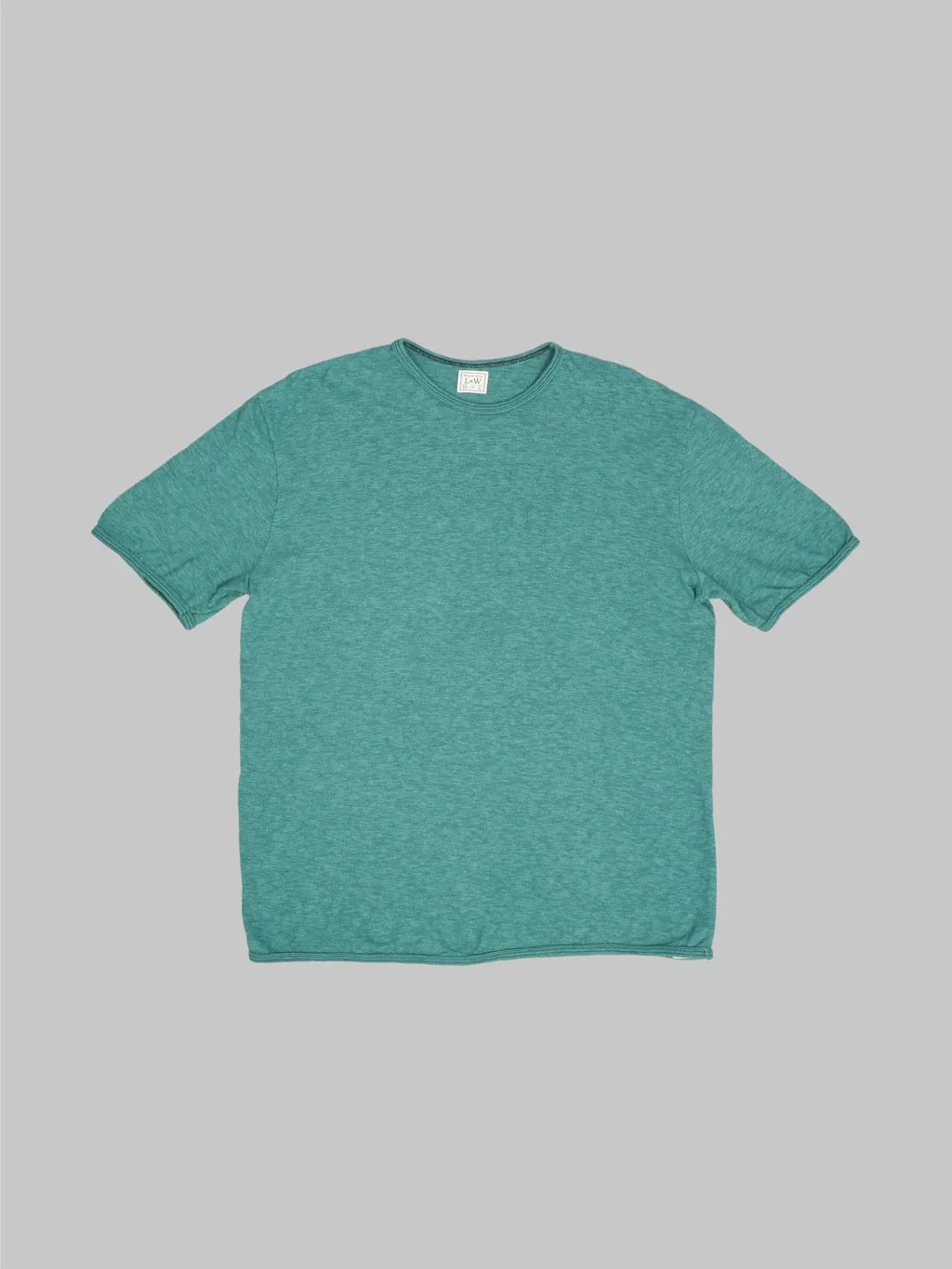 Loop & Weft Super Slub Tube Knit Edge Piping Crewneck T-Shirt Ocean Green