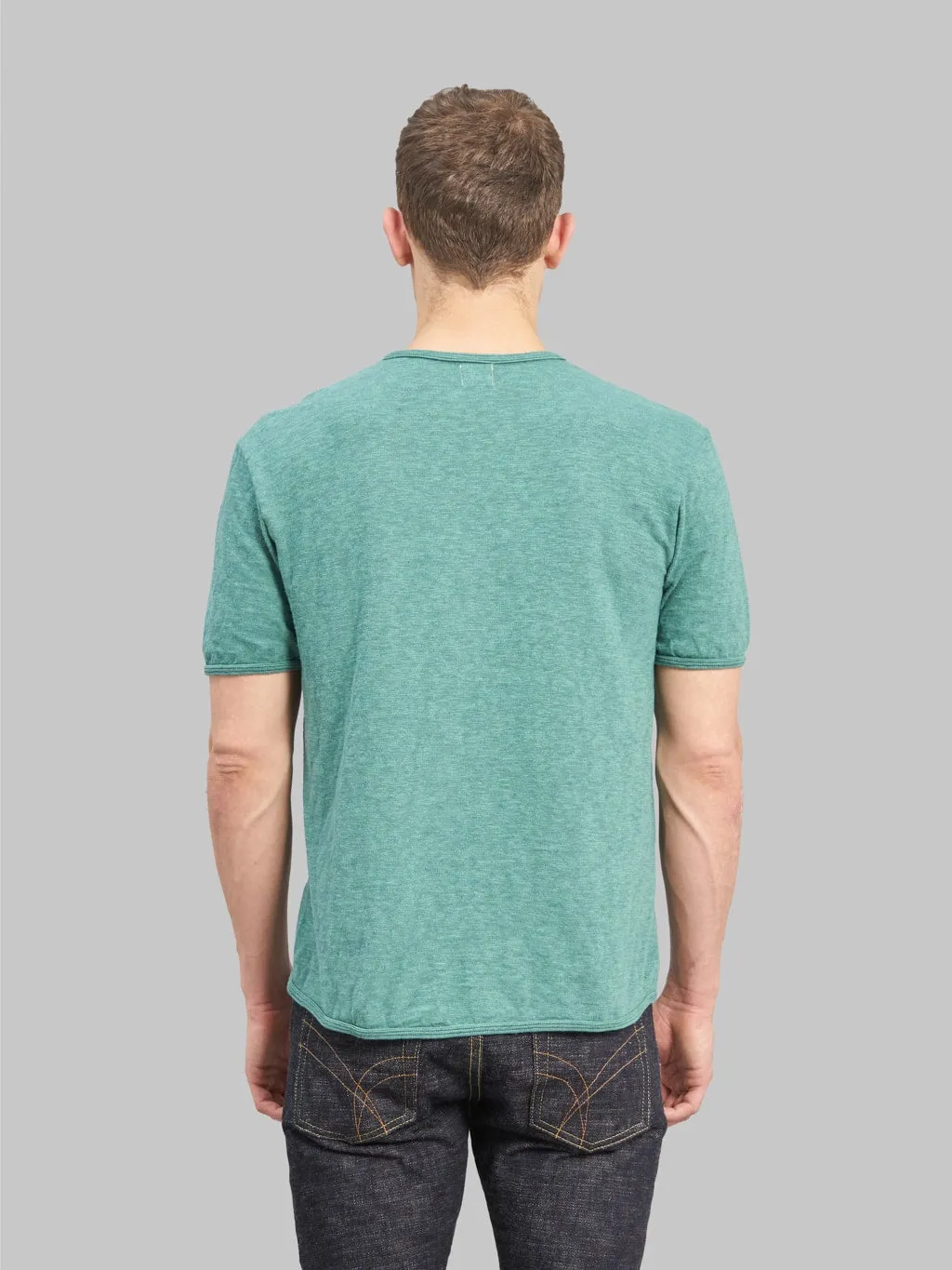 Loop & Weft Super Slub Tube Knit Edge Piping Crewneck T-Shirt Ocean Green