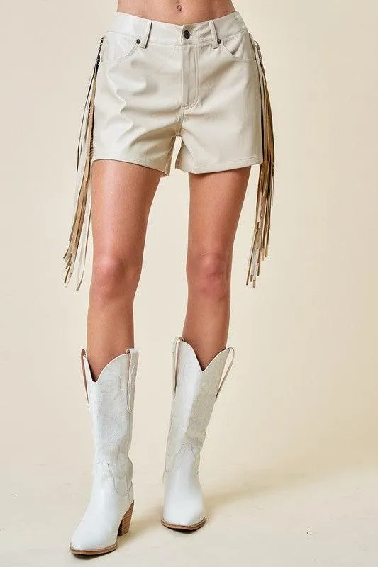 Luka PU Leather Shorts w/Fringe