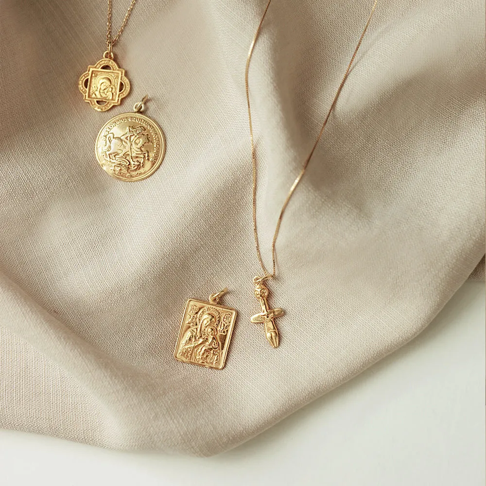 Madonna and Child Frame Gold Pendant