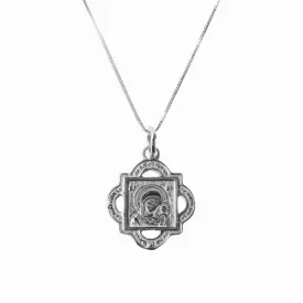 Madonna and Child Quatrefoil Silver Pendant