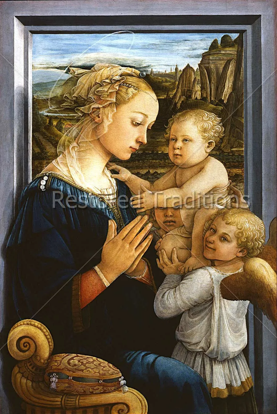 Madonna and Child With Two Angels-Lippi