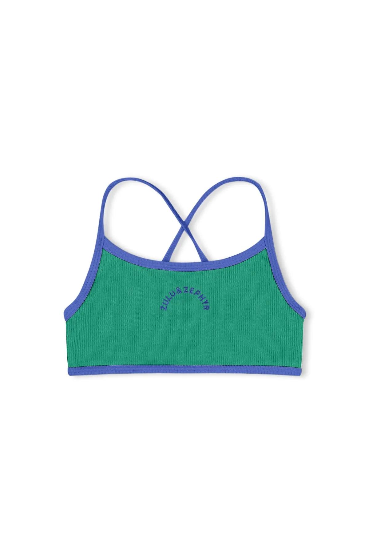 Mini Rib Logo Bikini Top - Emerald