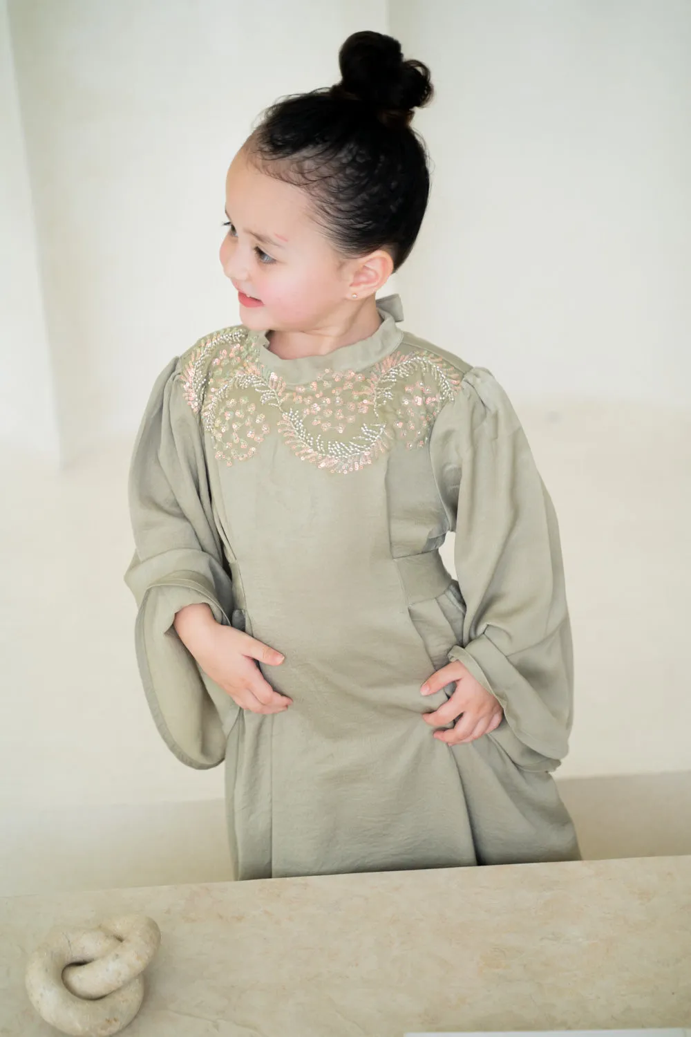 Minted Jewel Kids Abaya