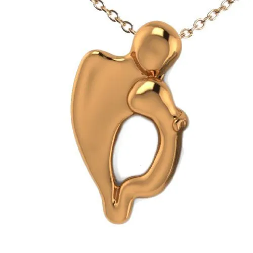 Mother and Child Gold-dipped Pendant Necklace on 18" Rolo Chain