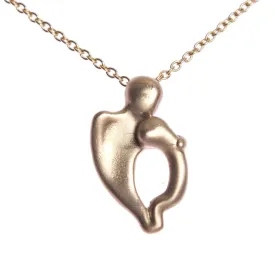 Mother and Child Pendant Necklace in Peace Bronze on 18" Rolo Chain (Wholesale)