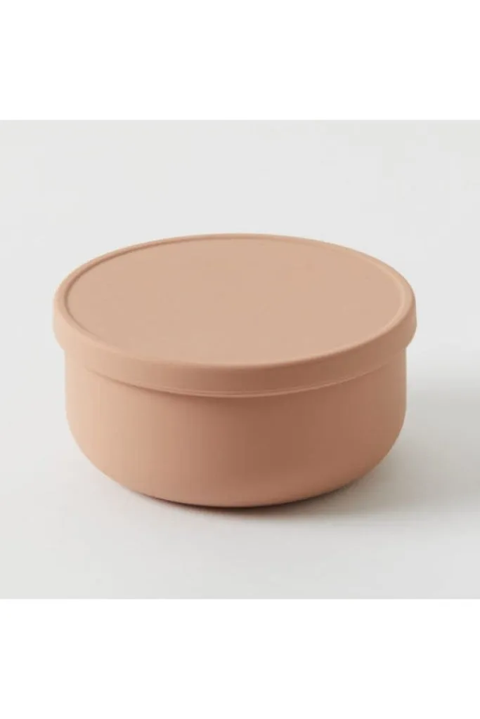 Nordic Kids - Henny Silicone Bowl With Lid - Terracotta