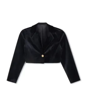 One Child Core Velour Cropped Blazer And Button Skirt Black