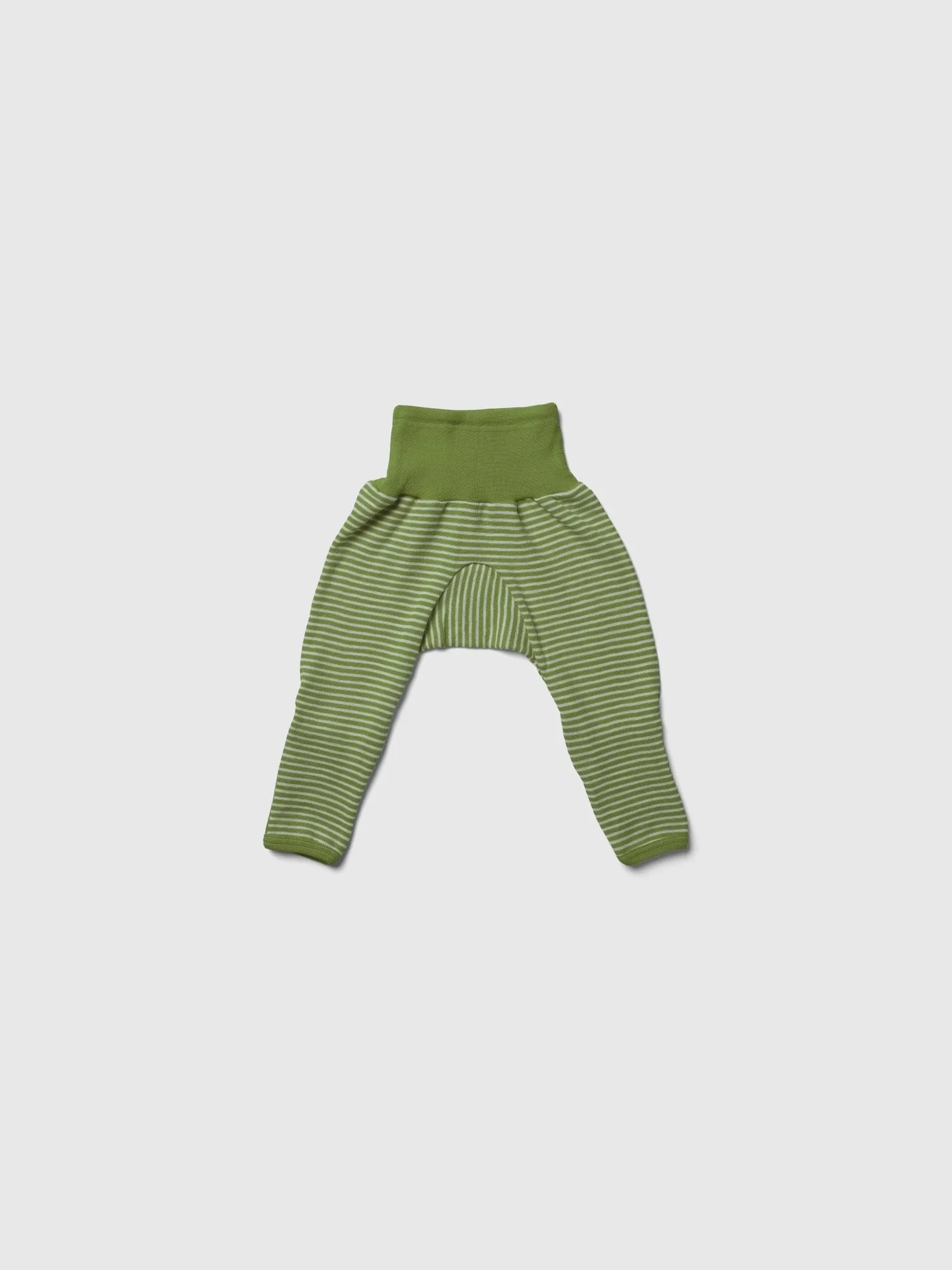 organic merino wool and silk pants in green/natural stripe - baby/toddler