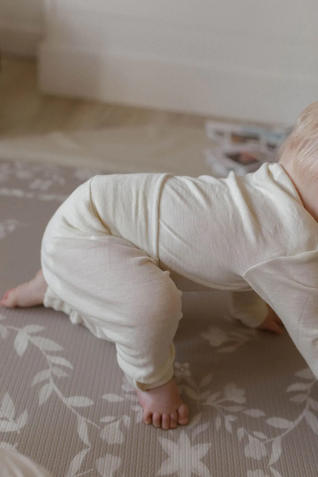 organic merino wool and silk pants in natural - baby/toddler