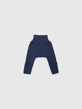 organic merino wool and silk pants in navy - baby/toddler