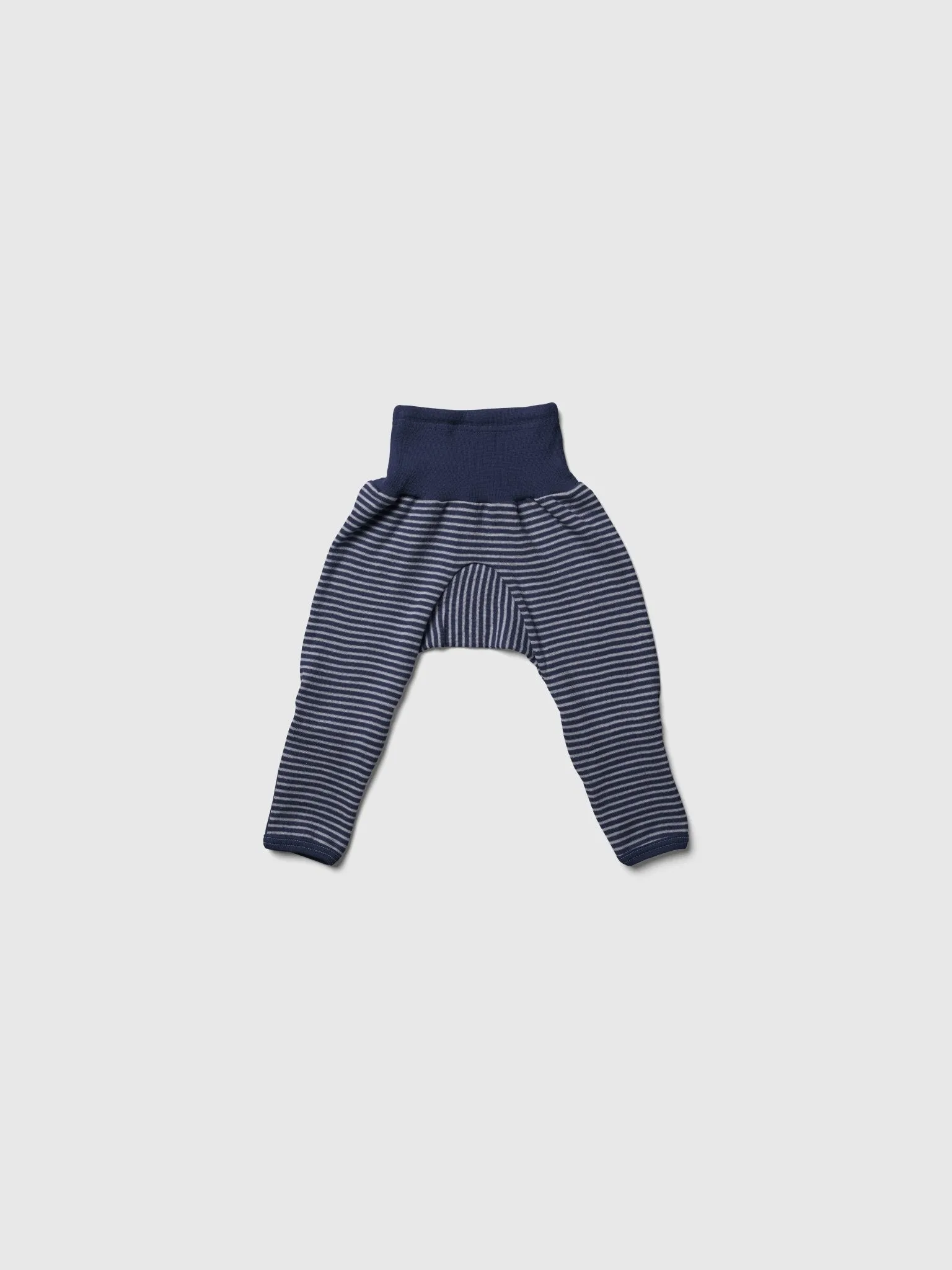 organic merino wool and silk pants in navy/natural stripe - baby/toddler