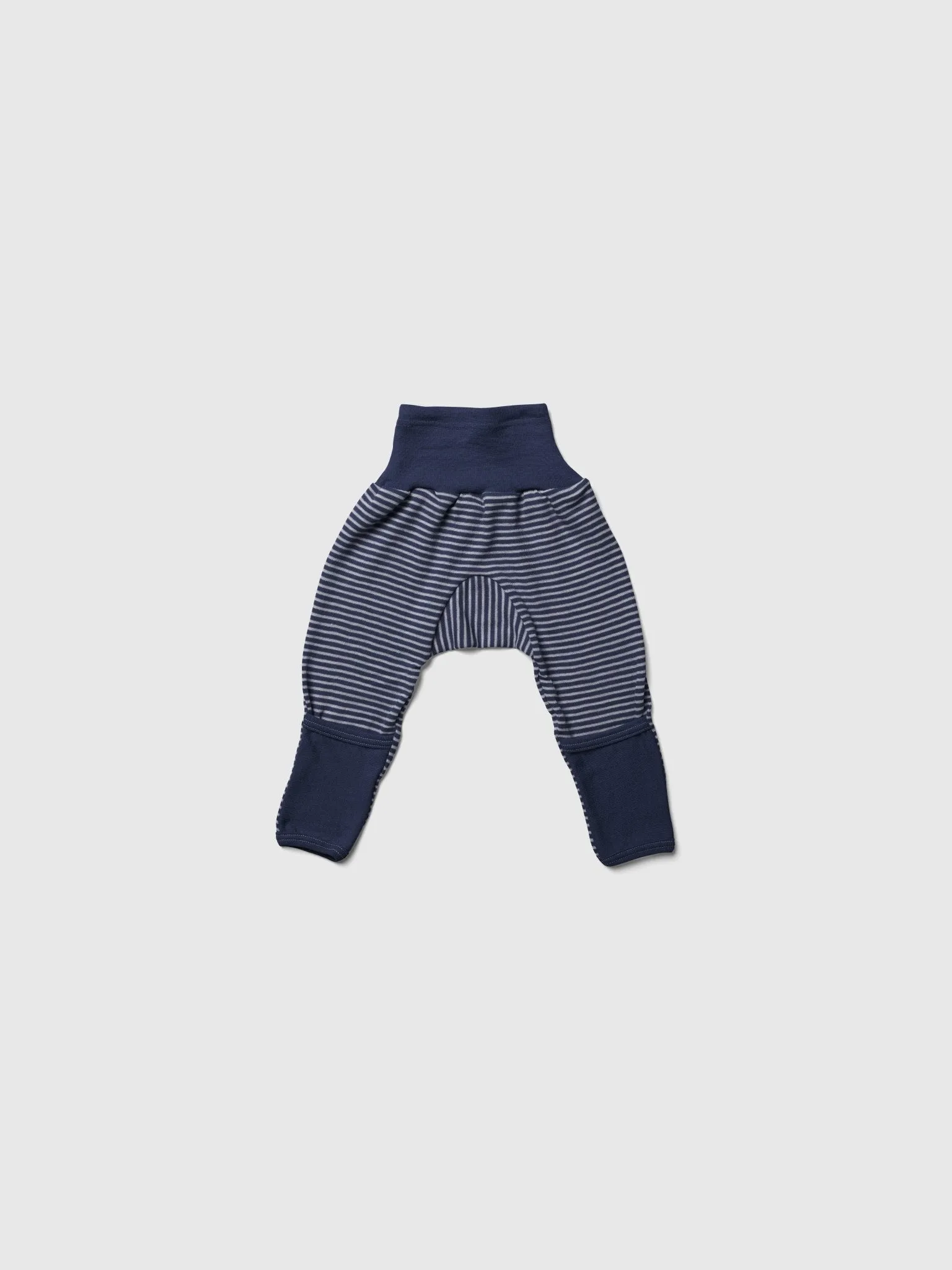 organic merino wool and silk pants in navy/natural stripe - baby/toddler