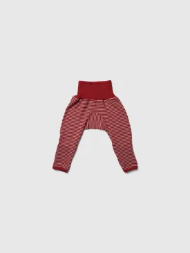 organic merino wool and silk pants - red/natural stripe