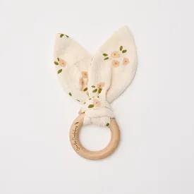 Organic Muslin Bunny Ear Teether -Daisy