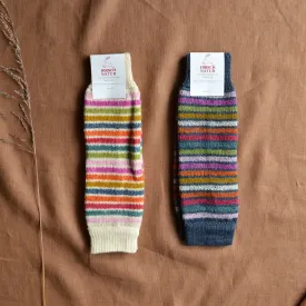 Organic Wool Plush Rainbow Legwarmers (Child 1-5y )