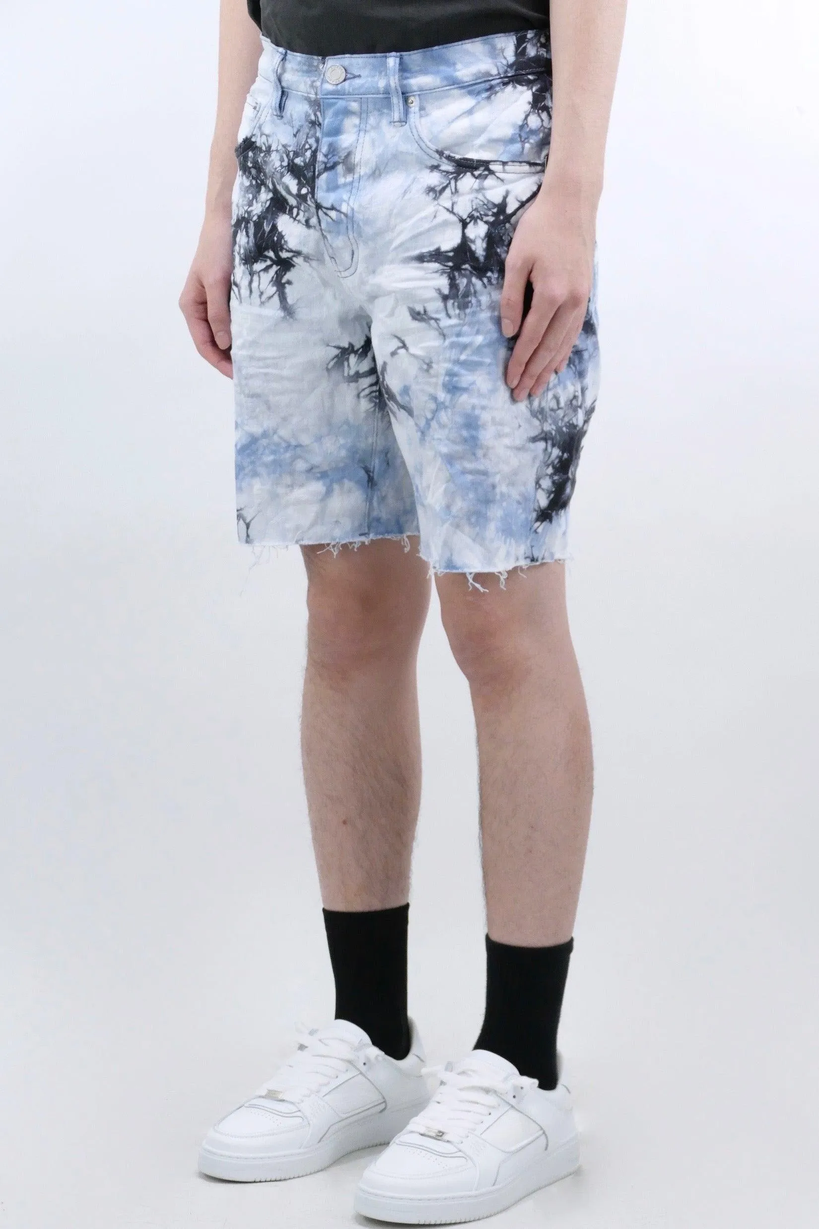 P020 TIE DYE SHORTS - BLUE/BLACK