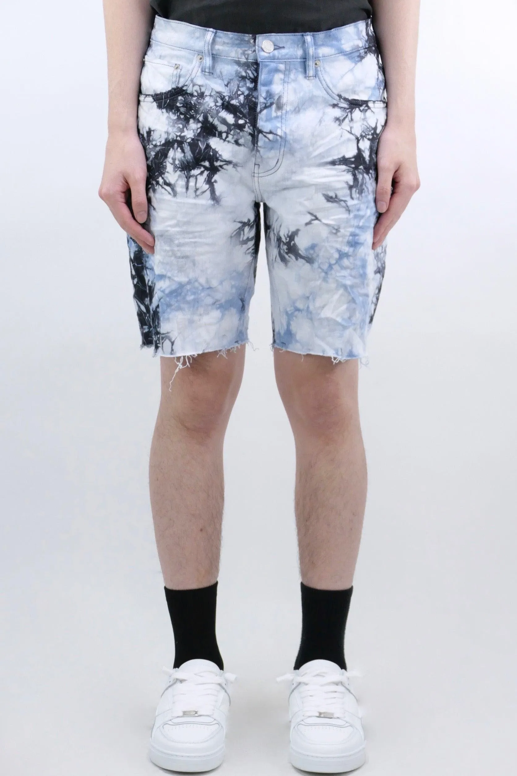 P020 TIE DYE SHORTS - BLUE/BLACK