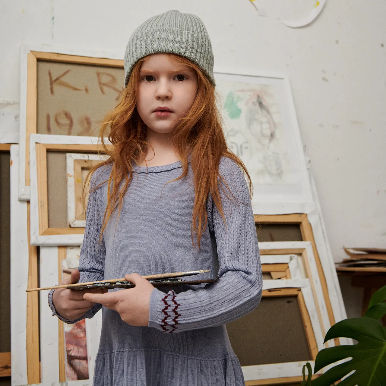 Pointelle Dress in 100% Merino - Lavender AW23 (7-12y) *Last ones