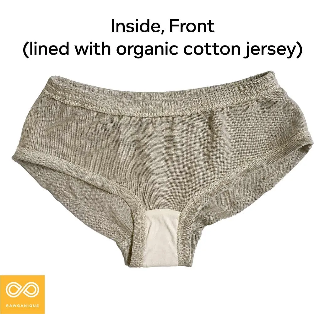 RAQUEL 100% Organic Linen Boy Short Panty (OC Thread, 100% Biodegradable Organic Elastic Option))