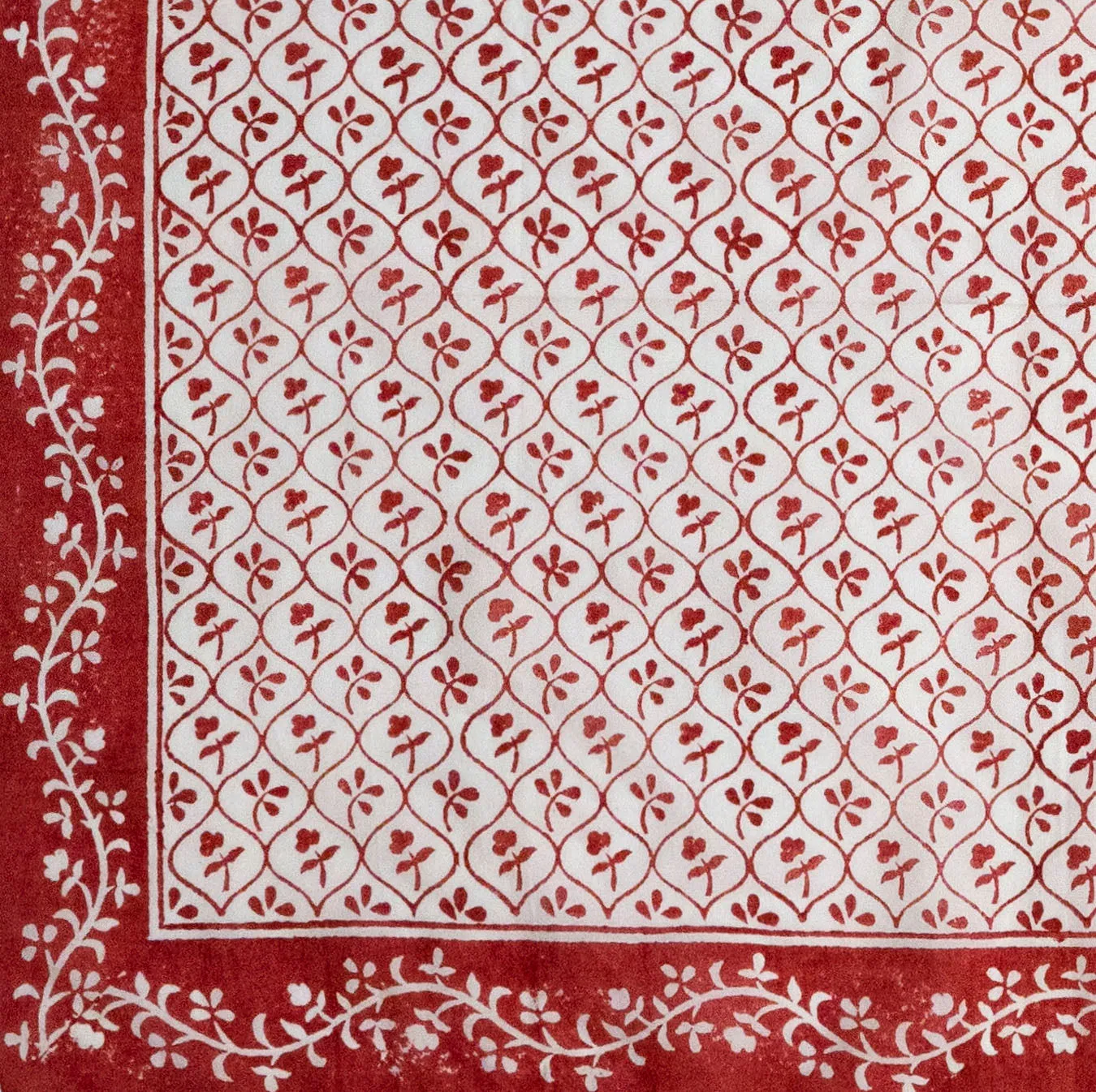 Red & White "Sprig'd" Handkerchief