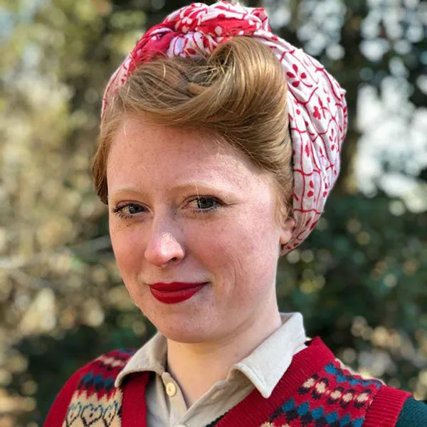 Red & White "Sprig'd" Handkerchief