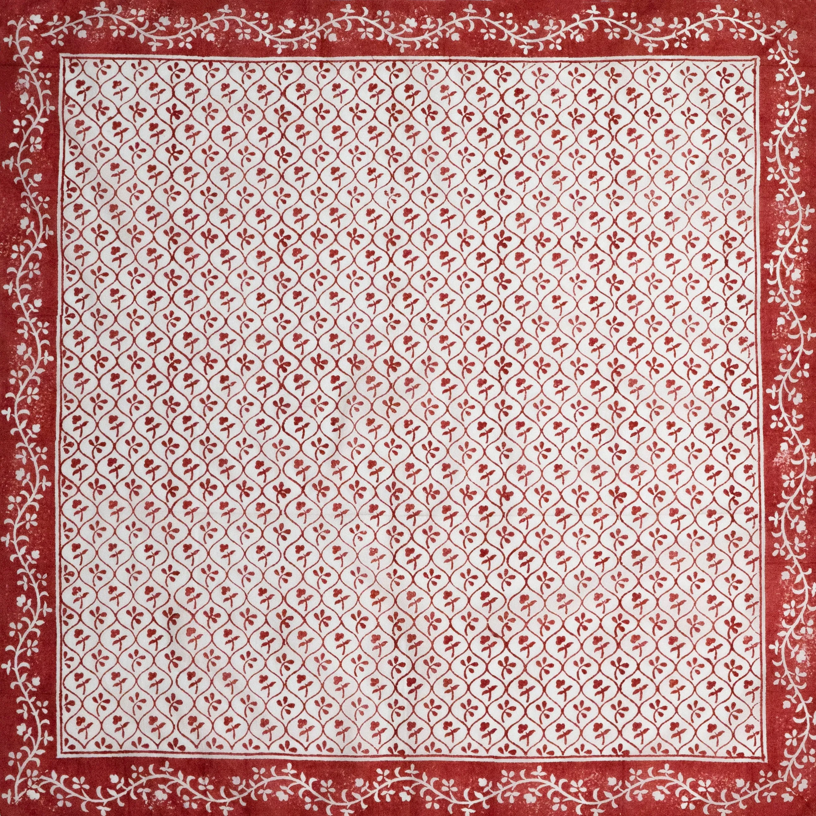 Red & White "Sprig'd" Handkerchief