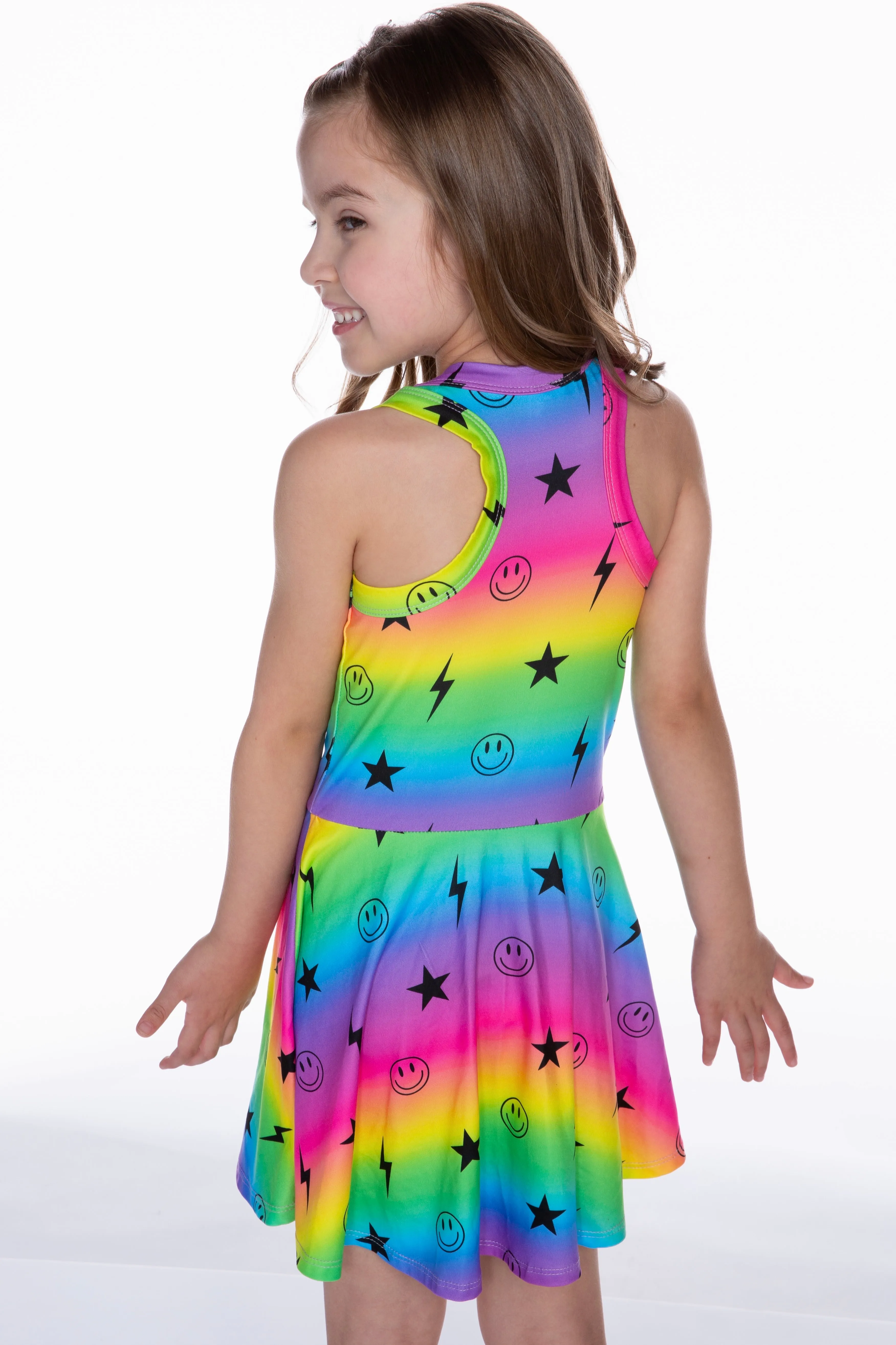 Simply Soft Racerback Skater Dress - Rainbow Smile Star Bolt