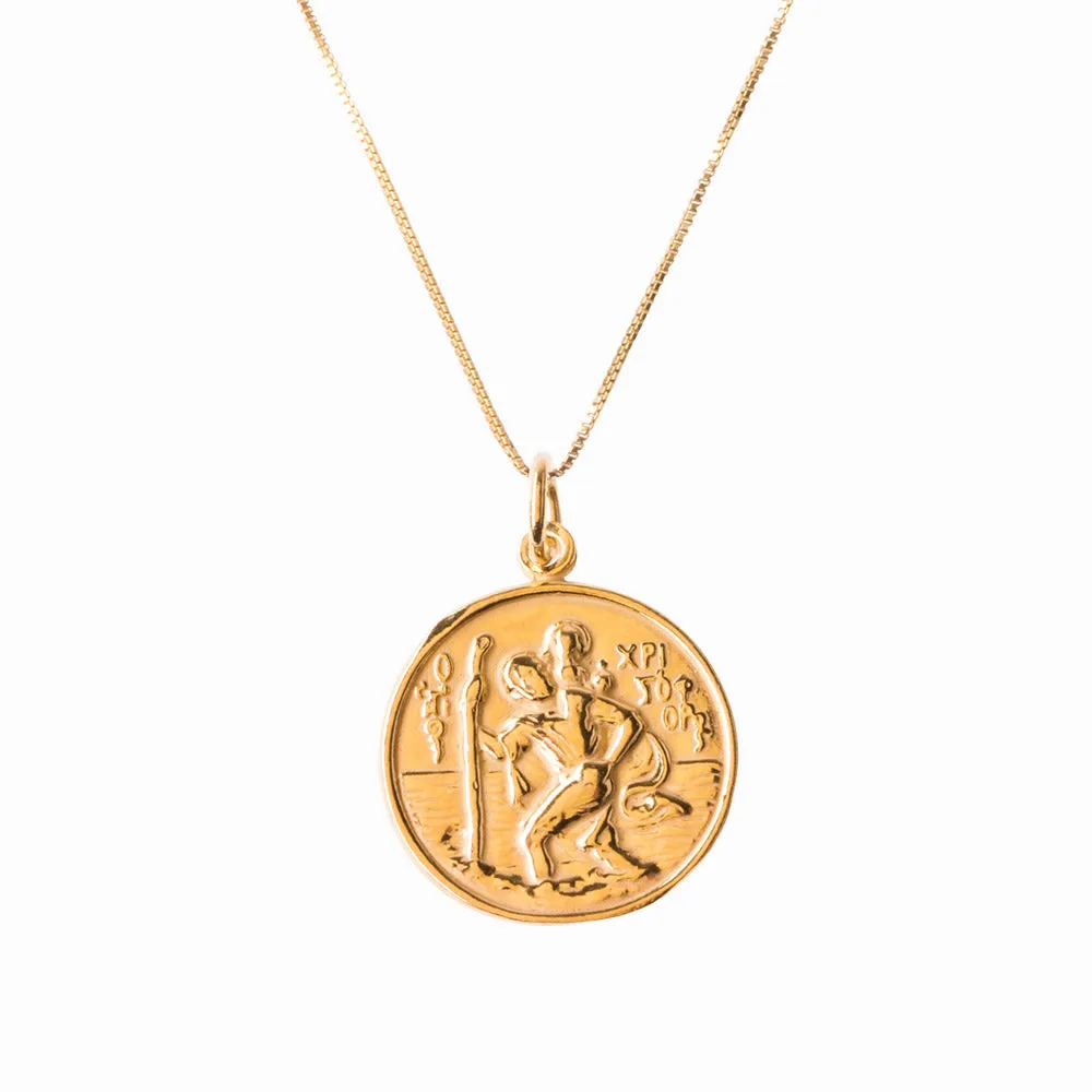 St Christopher and Madonna and Child Gold Pendant