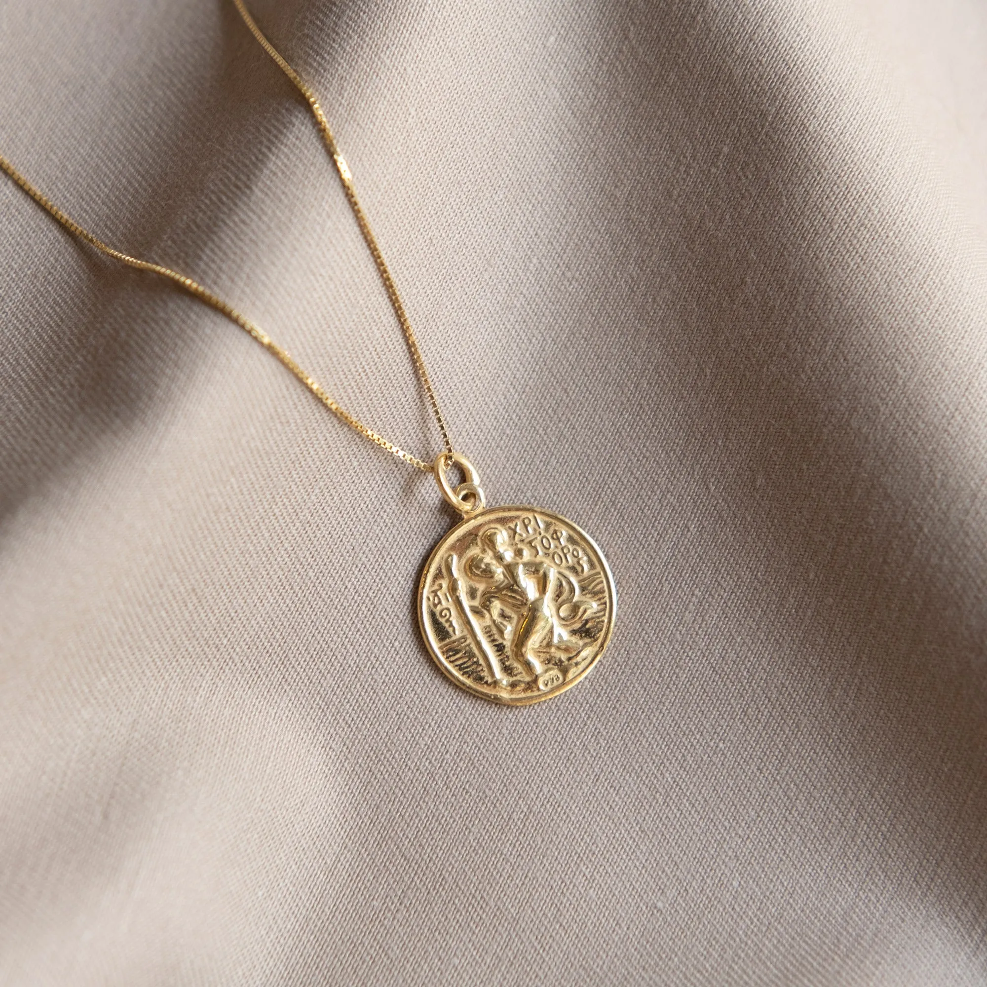 St Christopher and Madonna and Child Gold Pendant